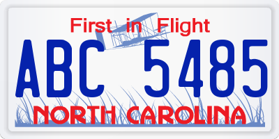 NC license plate ABC5485