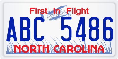 NC license plate ABC5486