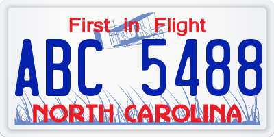 NC license plate ABC5488