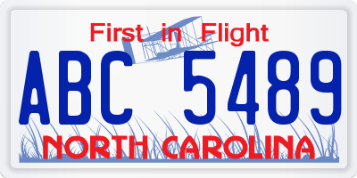 NC license plate ABC5489