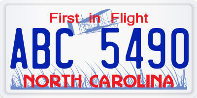 NC license plate ABC5490
