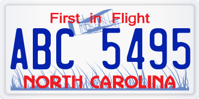 NC license plate ABC5495