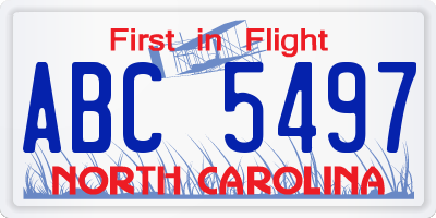 NC license plate ABC5497
