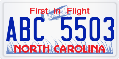 NC license plate ABC5503