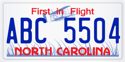 NC license plate ABC5504