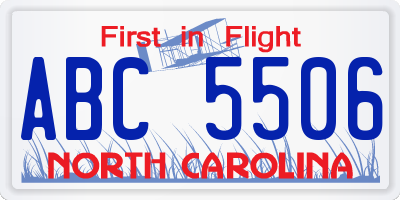 NC license plate ABC5506