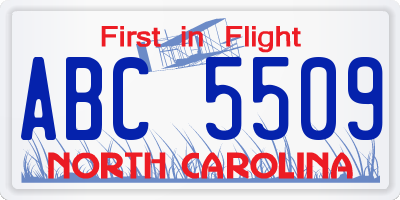 NC license plate ABC5509