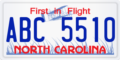 NC license plate ABC5510