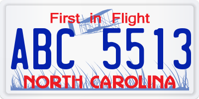 NC license plate ABC5513