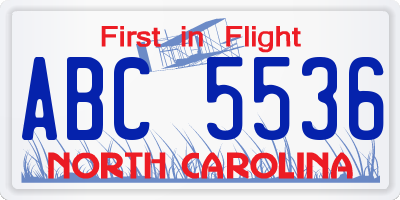 NC license plate ABC5536