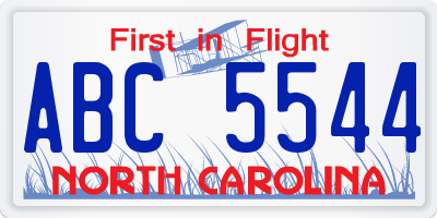 NC license plate ABC5544