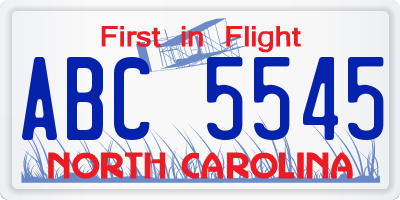 NC license plate ABC5545