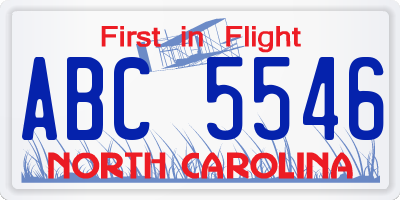 NC license plate ABC5546