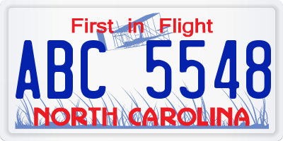 NC license plate ABC5548