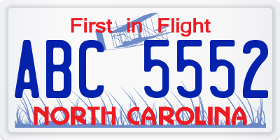 NC license plate ABC5552
