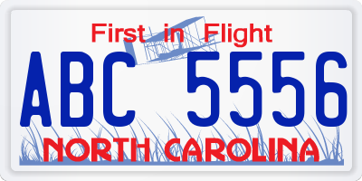 NC license plate ABC5556
