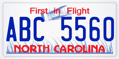 NC license plate ABC5560