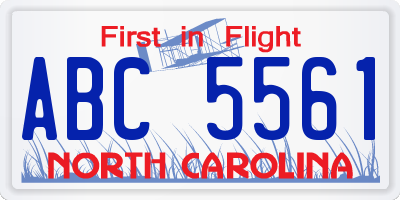 NC license plate ABC5561