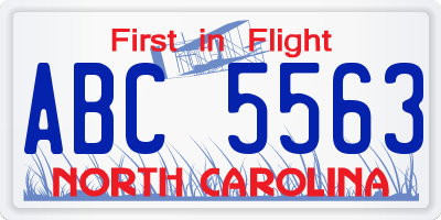 NC license plate ABC5563
