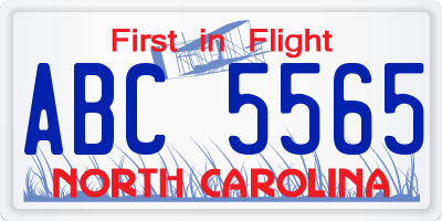 NC license plate ABC5565