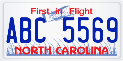 NC license plate ABC5569