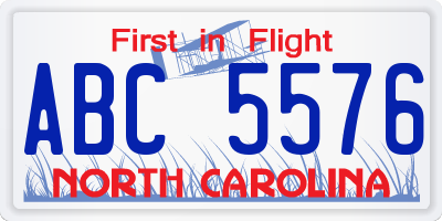 NC license plate ABC5576