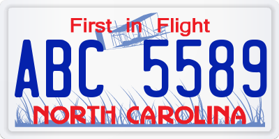 NC license plate ABC5589