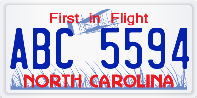 NC license plate ABC5594