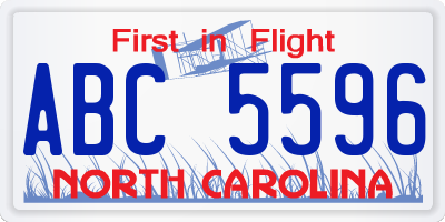 NC license plate ABC5596