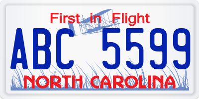 NC license plate ABC5599