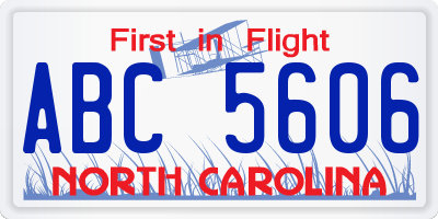 NC license plate ABC5606