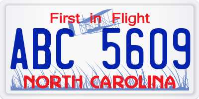 NC license plate ABC5609