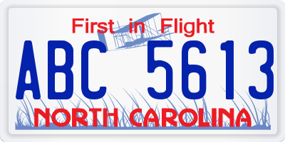 NC license plate ABC5613