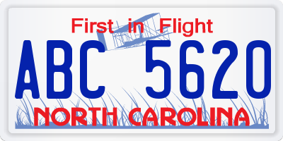 NC license plate ABC5620
