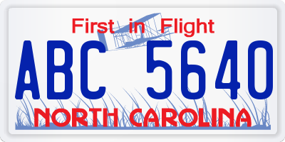 NC license plate ABC5640