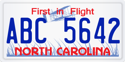 NC license plate ABC5642