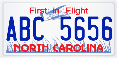 NC license plate ABC5656