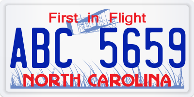 NC license plate ABC5659