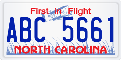 NC license plate ABC5661