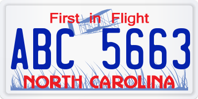 NC license plate ABC5663