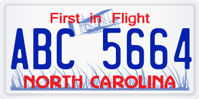NC license plate ABC5664