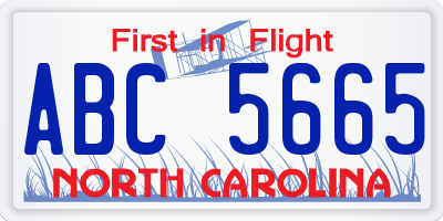 NC license plate ABC5665