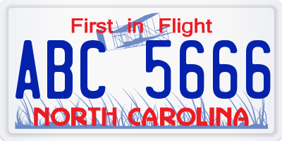 NC license plate ABC5666