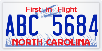 NC license plate ABC5684