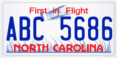 NC license plate ABC5686