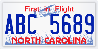 NC license plate ABC5689
