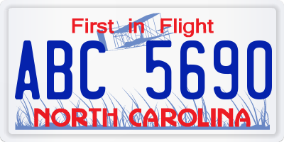 NC license plate ABC5690