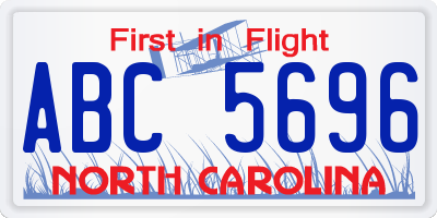 NC license plate ABC5696