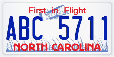 NC license plate ABC5711
