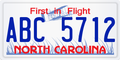 NC license plate ABC5712